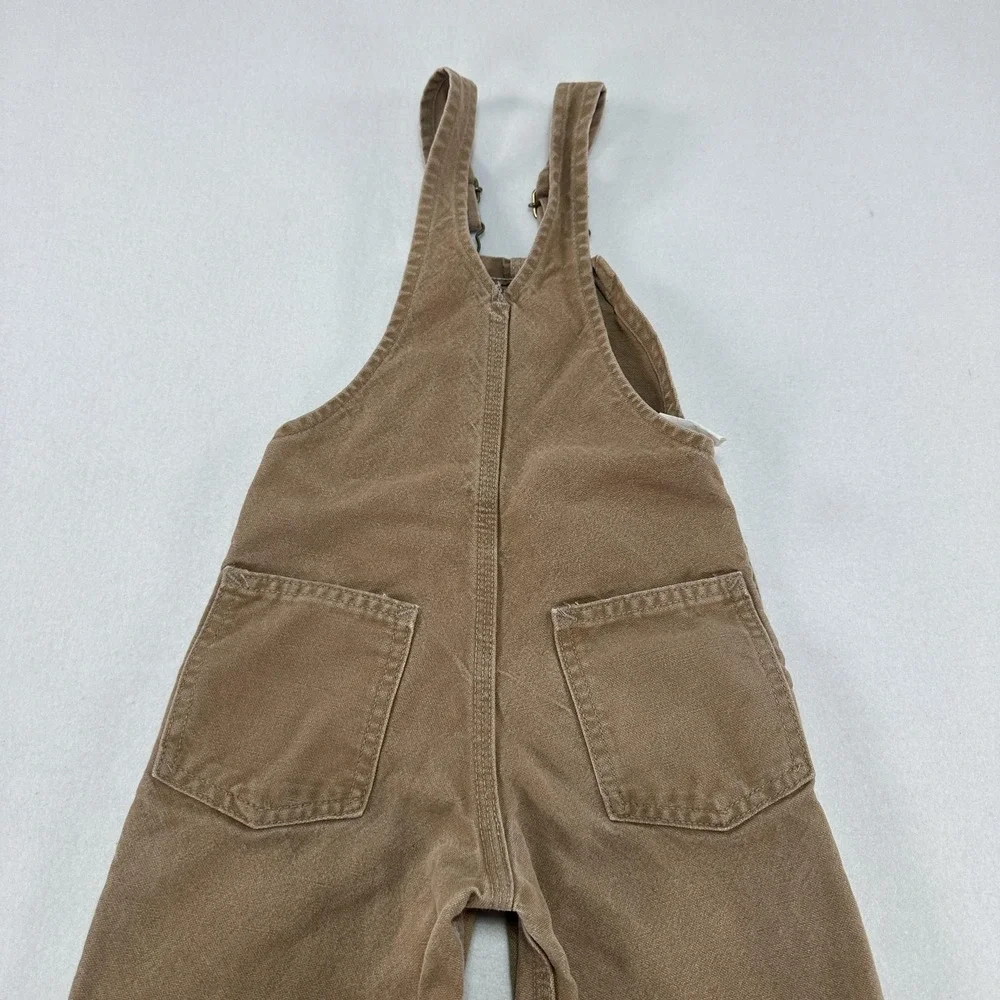 Carhartt Overalls Youth 4 Brown Canvas Bib Double Knee Workwear Play Pants Chore